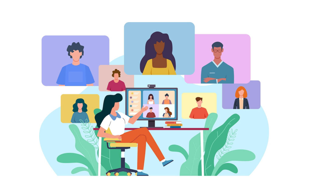 A cartoon of a different online Zoom members during a meeting. Creating a dedicated workspace can help you avoid procrastination. Learn how ADHD treatment for adults in Charlotte, NC can support you.